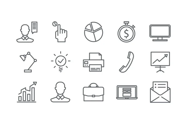 Icons of office. Line art. Stock vector. — Stock Vector