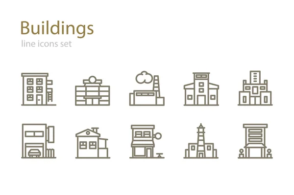 Conjunto de ícones de construção de linha. Vetor . — Vetor de Stock