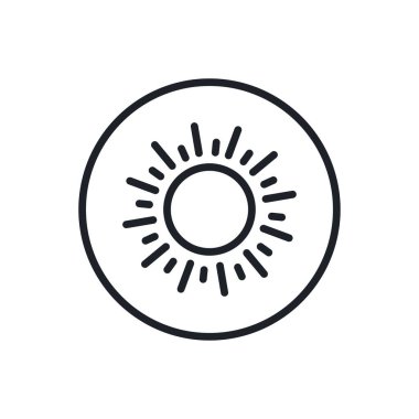 Kivi ikonu. Vektör doğrusal simgesi, kontur, şekil, beyaz arkaplan üzerinde izole edilmiş dış hat. İnce çizgi. Modern minimalist tasarım. Meyveler.