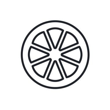 Citrus meyve ikonu. Vektör doğrusal simgesi, kontur, şekil, beyaz arkaplan üzerinde izole edilmiş dış hat. İnce çizgi. Modern minimalist tasarım. Meyveler.
