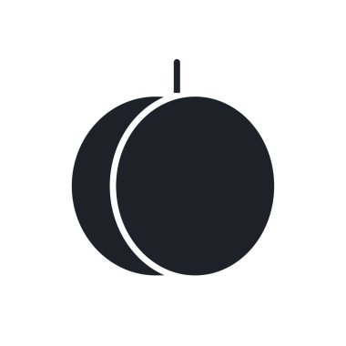 Şeftali ikonu. Siyah izole bir siluet. Katı simgeyi doldur. Modern minimalist tasarım. Vektör çizimi. Meyveler