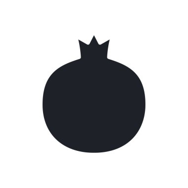 Nar ikonu. Siyah izole bir siluet. Katı simgeyi doldur. Modern minimalist tasarım. Vektör çizimi. Meyveler