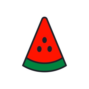 Karpuz ikonu. Doğrusal renk simgesi, kontur, şekil, dış hat. İnce çizgi. Modern minimalist tasarım. Meyvelerin vektör çizimleri