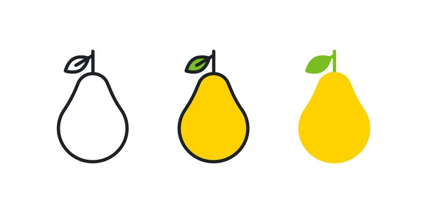 Pear icon. Linear color icon, contour, shape, outline. Thin line. Modern minimalistic design. Vector set. Illustrations of fruits —  Vetores de Stock