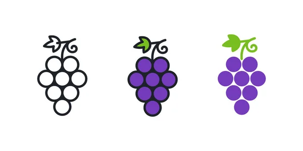 Grapes. Grape icon. Linear color icon, contour, shape, outline. Thin line. Modern minimalistic design. Vector set. Illustrations of fruits —  Vetores de Stock