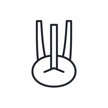 Kohlrabi ikonu. Vektör doğrusal simgesi, kontur, şekil, beyaz arkaplan üzerinde izole edilmiş dış hat. İnce çizgi. Modern minimalist tasarım. Sebzeler