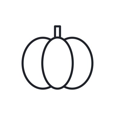 Balkabağı ikonu. Vektör doğrusal simgesi, kontur, şekil, beyaz arkaplan üzerinde izole edilmiş dış hat. İnce çizgi. Modern minimalist tasarım. Sebzeler