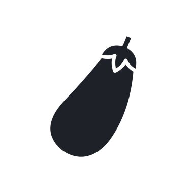 Patlıcan ikonu. Siyah izole bir siluet. Katı simgeyi doldur. Modern tasarım. Vektör çizimi. Sebzeler