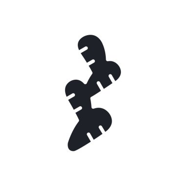 Zencefil ikonu. Siyah izole bir siluet. Katı simgeyi doldur. Modern tasarım. Vektör çizimi. Sebzeler.