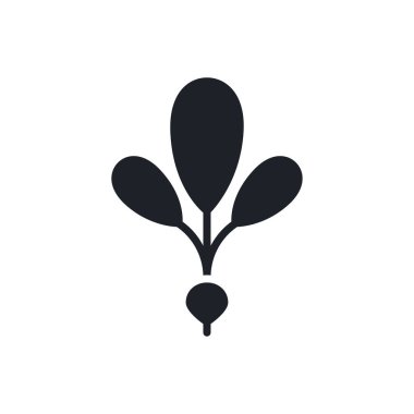 Turp ikonu. Siyah izole bir siluet. Katı simgeyi doldur. Modern tasarım. Vektör çizimi. Sebzeler.