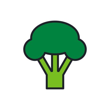 Brokoli ikonu. Doğrusal renk simgesi, kontür, şekil, beyaz üzerine izole edilmiş çizgi. İnce çizgi. Modern tasarım. Sebzelerin vektör çizimleri