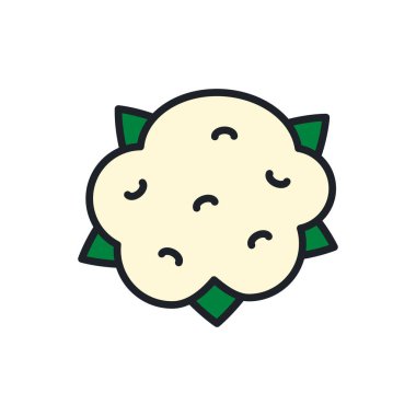 Karnabahar ikonu. Doğrusal renk simgesi, kontür, şekil, beyaz üzerine izole edilmiş çizgi. İnce çizgi. Modern tasarım. Sebzelerin vektör çizimleri.