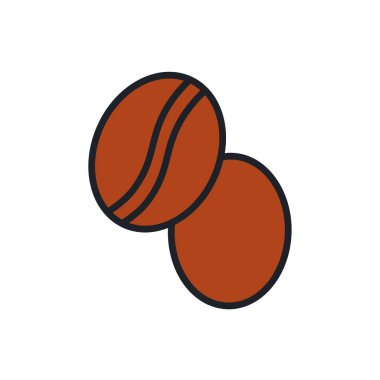 Kahve çekirdeği ikonu. Doğrusal renk simgesi, kontür, şekil, beyaz üzerine izole edilmiş çizgi. İnce çizgi. Modern tasarım. Sağlıklı gıda ve vitaminler