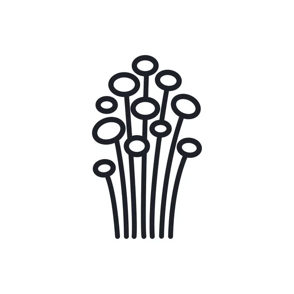 Икона грибов Эноки. Векторный изолированный контур контура иконки. Тонкая линия. Современный дизайн глифов. Грибы. Продукты питания. — стоковый вектор