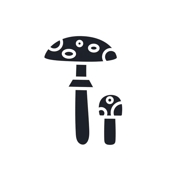 Fly agaric toadstool silhouette. Silhouettes isolées noires. Remplissez l'icône solide. Design glyphe moderne. Illustration vectorielle. Des champignons. Les ingrédients alimentaires. — Image vectorielle