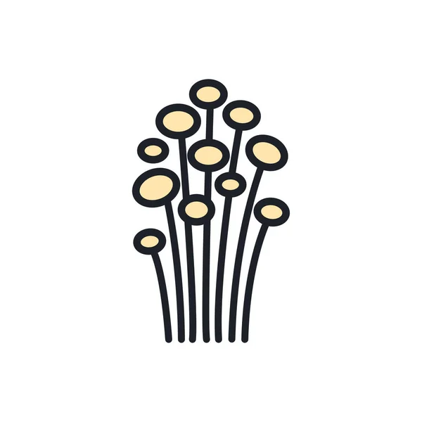 Enoki paddenstoel icoon. Vector geïsoleerde lineaire kleur pictogram contour vorm omtrek. Een dunne lijn. Modern glyph ontwerp. Paddenstoelen. Voedingsingrediënten. — Stockvector