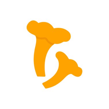 Chanterelle ikonu. Vektör izole edilmiş düz renk simgesi. Modern glyph sticker tasarımı. Mantar tasvirleri. Yiyecek malzemeleri..
