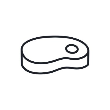 Et simgesi. Vektör izole edilmiş doğrusal şekil çizgisi. İnce çizgi. Modern kabartma tasarımı. Et ürünleri. Yiyecek malzemeleri.