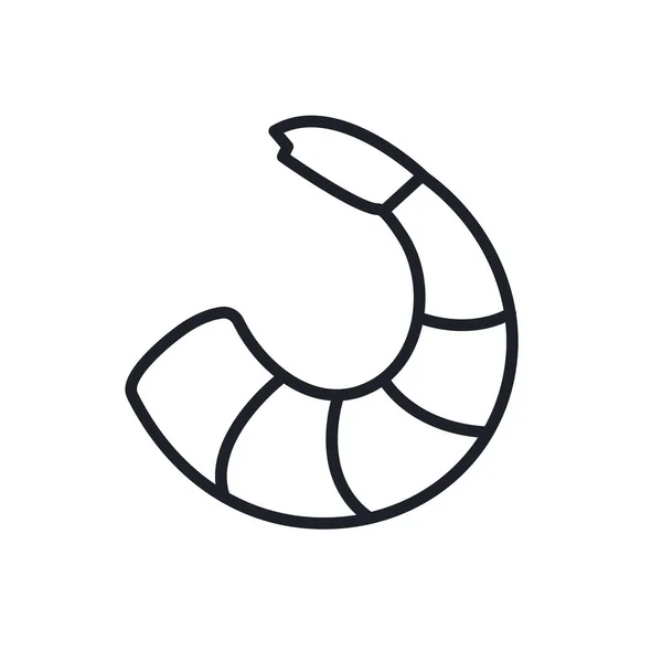 Icône crevettes. contour de forme d'icône linéaire isolé vectoriel contour. Ligne mince. Design glyphe moderne. Produits carnés poisson et fruits de mer. Vie marine — Image vectorielle