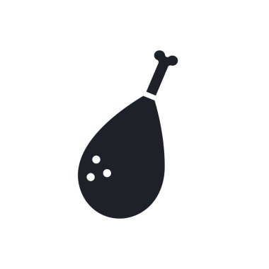 Tavuk bacağı silueti. Siyah soyutlanmış siluetler. Katı simgeyi doldur. Modern kabartma tasarımı. Vektör çizimi. Et ürünleri ve kümes hayvanları. Yiyecek malzemeleri.