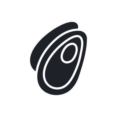Mussels silhouette. Black isolated silhouettes. Fill solid icon. Modern glyph design. Vector illustration. Meat products fish and seafood. Marine life