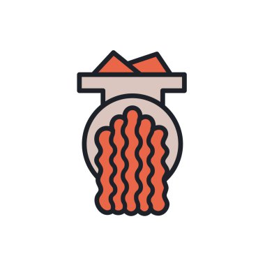 Mince icon. Mincemeat, forcemeat, minced meat illustration. Vector isolated linear color icon contour shape outline. Thin line. Modern glyph design. Meat products. Food ingredients