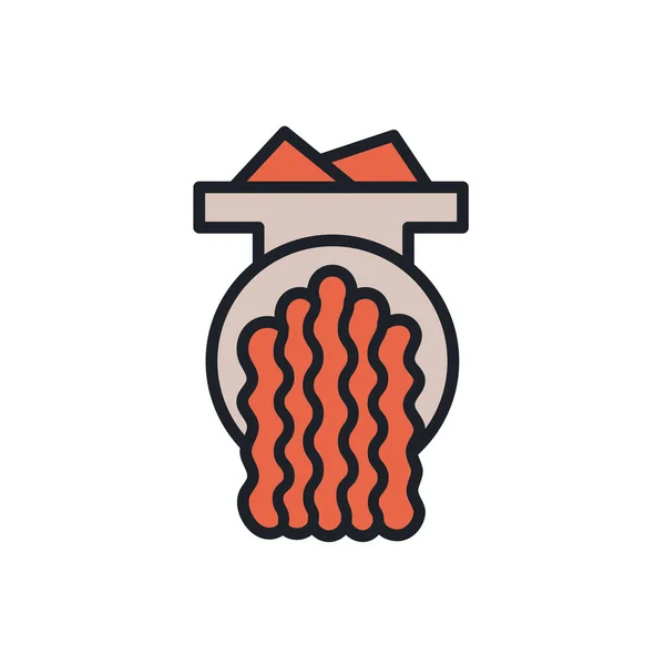 Mince icon. Mincemeat, forcemeat, minced meat illustration. Vector isolated linear color icon contour shape outline. Thin line. Modern glyph design. Meat products. Food ingredients