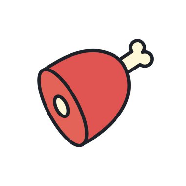Ham, gammon icon. Vector isolated linear color icon contour shape outline. Thin line. Modern glyph design. Meat products. Food ingredients