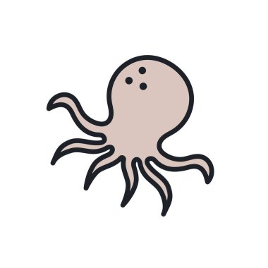 Ahtapot ikonu. Vektör izole edilmiş doğrusal renk simgesi şekil hatları. İnce çizgi. Modern kabartma tasarımı. Et ürünleri balık ve deniz ürünleri. Deniz yaşamı