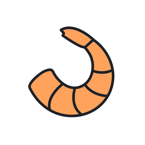 Icône crevettes. contour de forme d'icône de couleur linéaire isolée vectorielle contour. Ligne mince. Design glyphe moderne. Produits carnés poisson et fruits de mer. Vie marine — Image vectorielle