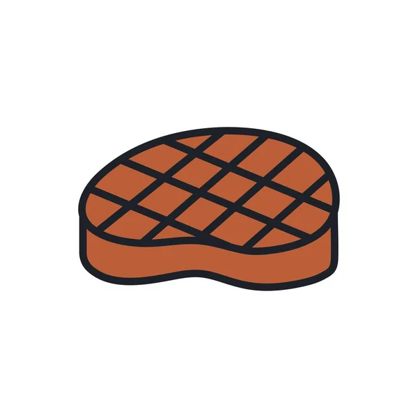 Icône steak. contour de forme d'icône de couleur linéaire isolée vectorielle contour. Ligne mince. Design glyphe moderne. Produits à base de viande. Les ingrédients alimentaires — Image vectorielle