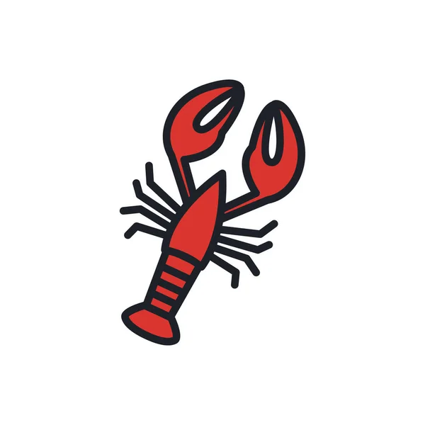 Krebskrebse Hummer omar Symbol. Vektor-isolierte lineare Kontur-Kontur-Ikone. Dünne Linie. Modernes Glyphen-Design. Fleischprodukte Fisch und Meeresfrüchte. Meeresleben — Stockvektor