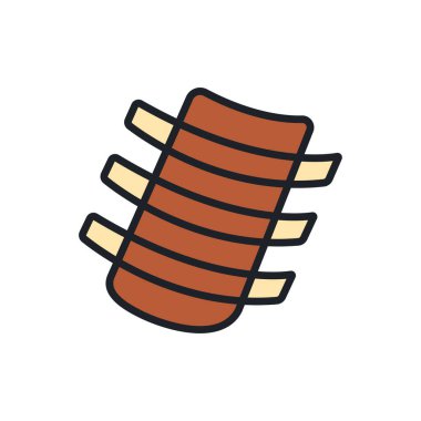 Kaburga ikonu. Vektör izole edilmiş doğrusal renk simgesi şekil hatları. İnce çizgi. Modern kabartma tasarımı. Et ürünleri. Yiyecek malzemeleri.