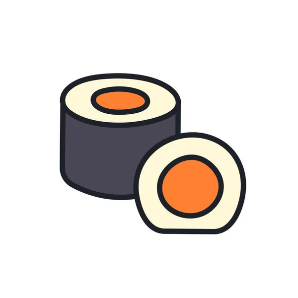 Sushi rolt pictogram. Vector geïsoleerde lineaire kleur pictogram contour vorm omtrek. Een dunne lijn. Modern glyph ontwerp. Voedselingrediënten. Japanse keuken — Stockvector