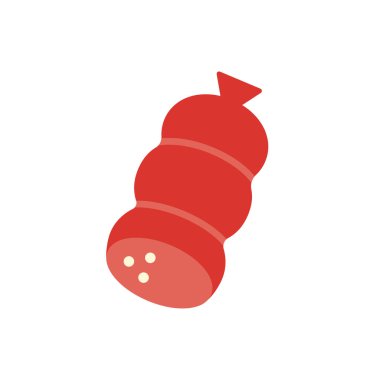 Sosisli köfte ikonu. Vektör izole illüstrasyon. Düz renk ikon kontur şekli. Modern kabartma tasarımı. Et ürünleri. Yiyecek malzemeleri.