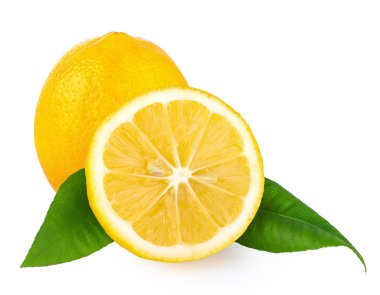 Beyaza izole edilmiş taze limon