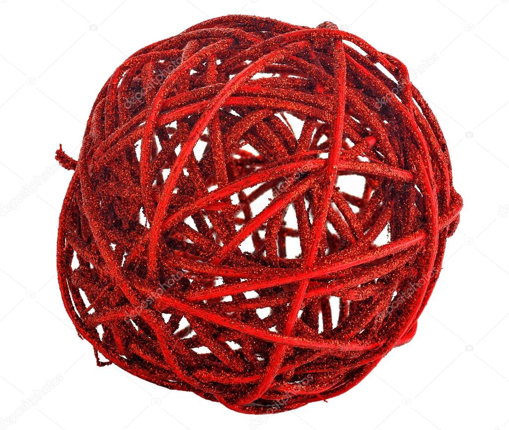 closeup macro image of beautiful decorative ball isolated on whi