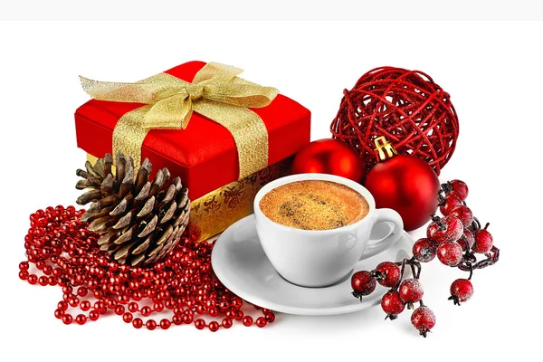 Xícara de café expresso e decoração de Natal Fotografia De Stock