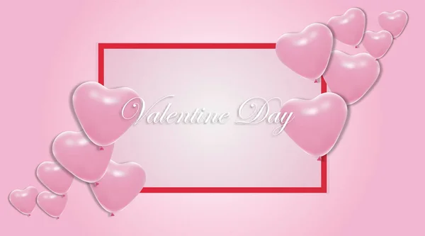 Valentijnsdag Achtergronden Hart Ballon Ontwerp Vectorillustratie — Stockvector