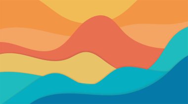 Kağıt kesim tarzında renkli soyut bir arkaplan. vektör manzara dalgası tasarımı