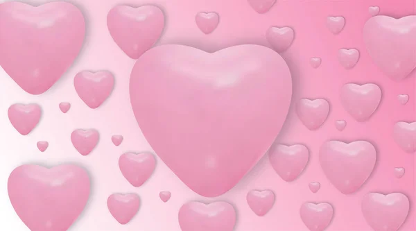 Roze Hartballonnen Roze Achtergrond Vector Realistische Ballonnen Valentijnsdag Vector Achtergrond — Stockvector