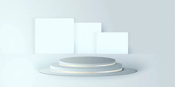 表彰台製品表示、円と正方形のデザインのための3D 。ベクターイラスト — ストックベクタ