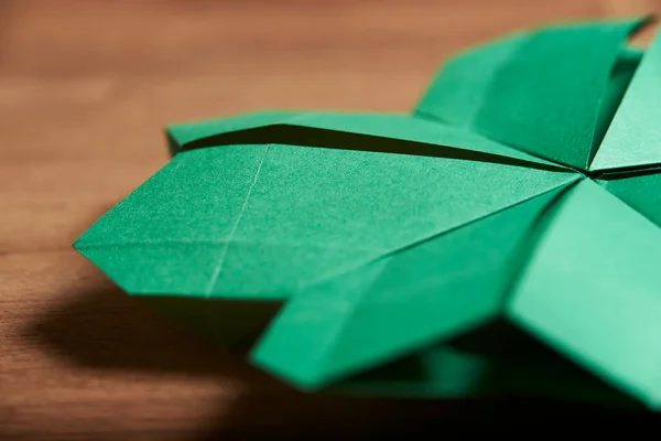 Macro Image Four Leaf Clover Made Green Paper Folded Origami — Stock Photo, Image