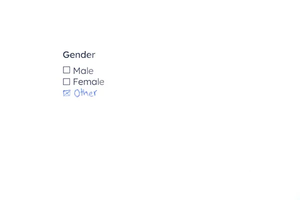 Form Select Gender Which Option Other Added Handwriting Concepts Inclusion — Stock Photo, Image