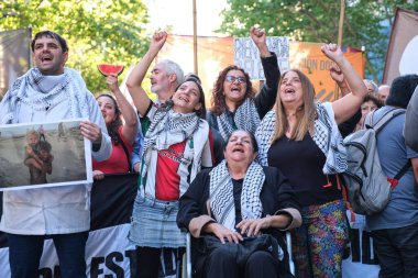 Buenos Aires, Argentina; October 7, 2025: massive protest in support of Palestine marking two years since the intensification of the Israeli Zionist genocide in Gaza.