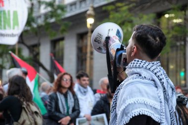 Buenos Aires, Argentina; October 7, 2025: massive protest in support of Palestine against the Israeli Zionist genocide in Gaza. Abdallah Mamdouh El Tibi, a young Palestinian living in Argentina.