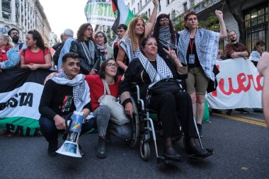 Buenos Aires, Argentina; October 7, 2025: massive protest in support of Palestine marking two years since the intensification of the Israeli Zionist genocide in Gaza.