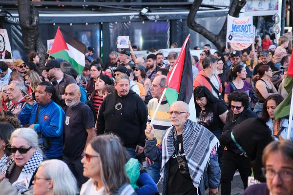 Buenos Aires, Argentina; October 7, 2025: massive protest in support of Palestine marking two years since the intensification of the Israeli Zionist genocide in Gaza.
