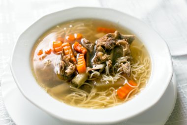 Beyaz masa örtüsü gıda