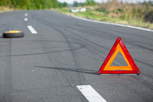 Red triangle of a car — Stock Photo, Image